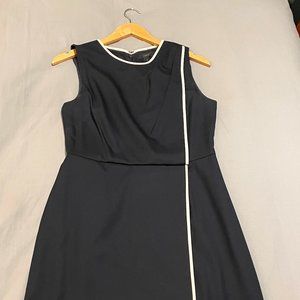 J.Crew Navy Piped Wrap Dress in Super 120s Merino Wool, Size 6